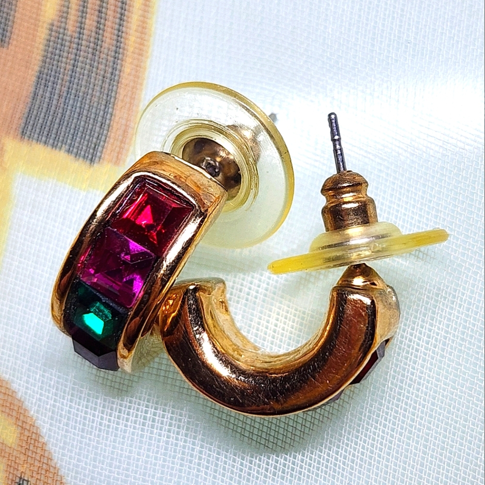 Colorful Vintage Half Huggie Earrings